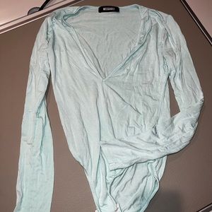 Misguided Baby Blue Long Sleeve Bodysuit